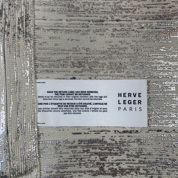 NWT Herve Leger Paris, Silver Foil Mini Dress, Size Large, MSRP $1,050.00 - Picture 9 of 15